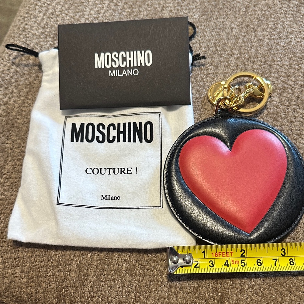 Moschino Black and Red Heart Keychain